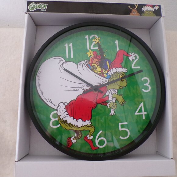 The Grinch Dr. Seuss Christmas wall Clock 10" inches Novelty NEW - Picture 3 of 6